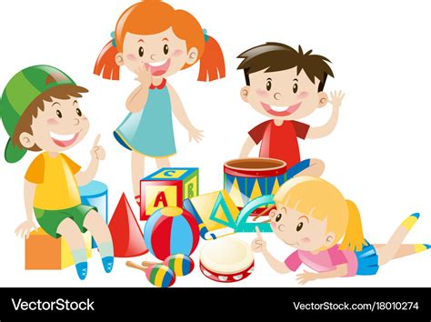 Kids Playing Toys Clipart