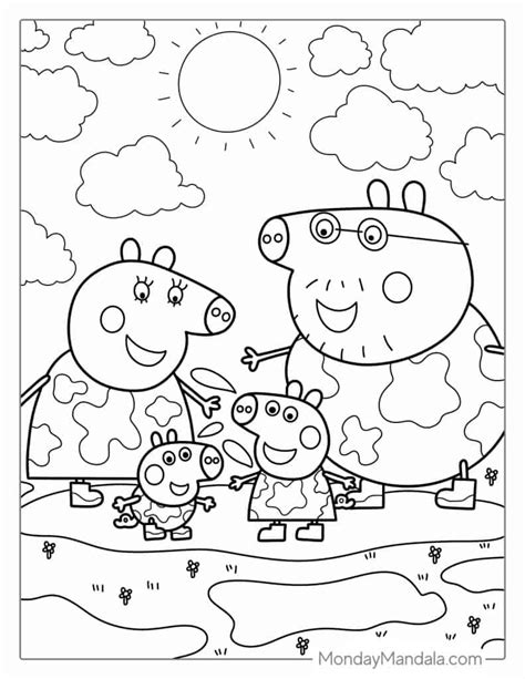 Pig In Mud Coloring Page