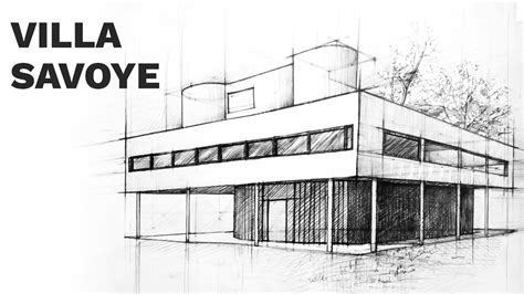 Villa Savoye perspective drawing #1 | famous architecture - YouTube