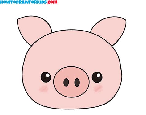 How to Draw a Pig Face for Kindergarten - Easy Tutorial For Kids