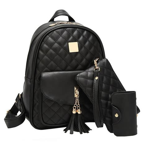 General - Small Fashionable Backpack for Women Mini Black Quilted ...