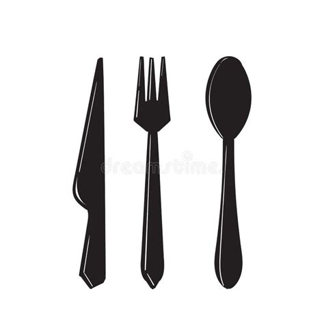 Hand Drawn Doodle Spoon,fork and Knife Icon Illustration Vector Stock ...