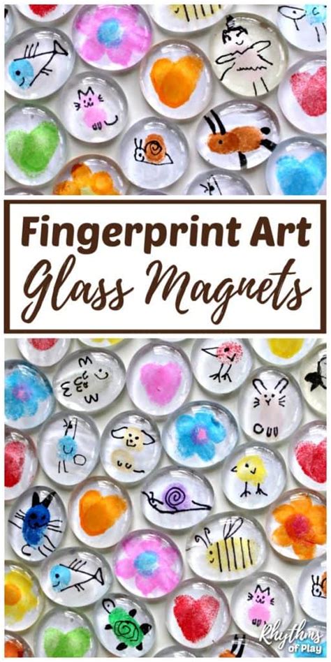 Fingerprint Art Glass Magnets Craft Tutorial with VIDEO - Rhythms of Play