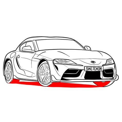 How to draw a 2020 Toyota GR Supra A90 MK 5 - SketchOk