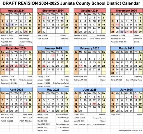 Revised 2024-25 School Calendar | Juniata High School