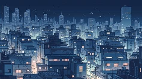 Anime City Background Night