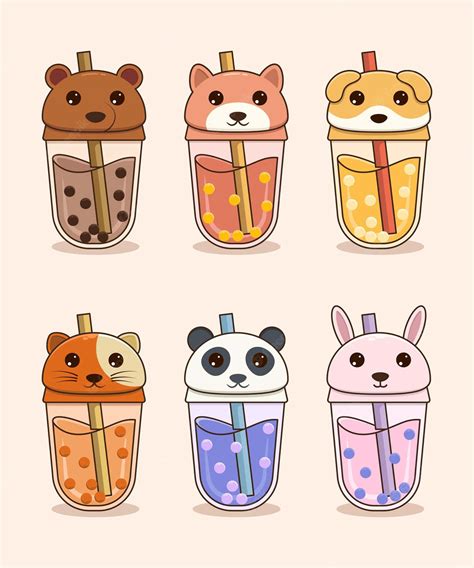 Download Animal Theme Cute Boba Tea Wallpaper | Wallpapers.com