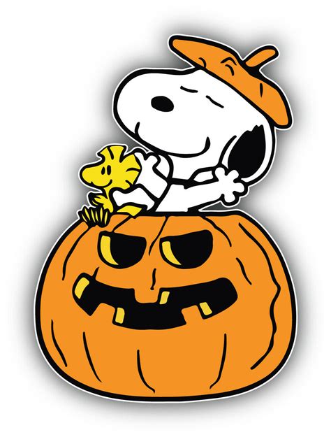 Peanuts Cartoon Halloween Snoopy Pumpkin Sticker Bumper Decal - ''SIZES ...