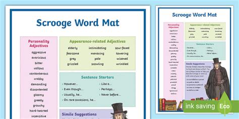 Scrooge Word Mat (Teacher-Made) - Twinkl