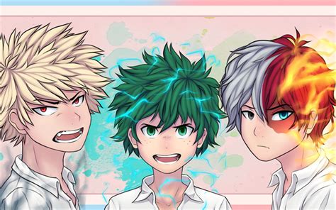 Download wallpapers Boku no Hero Academia, Shouto Todoroki, Izuku ...