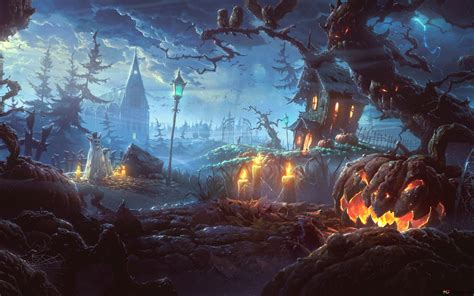 Halloween Town 8K wallpaper download