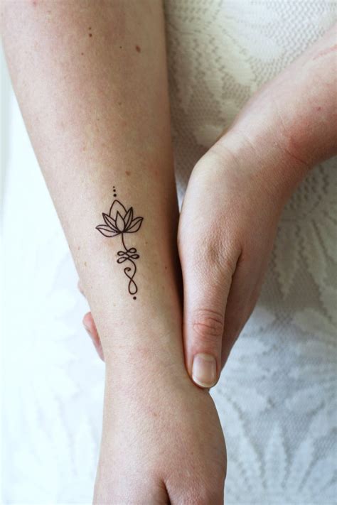 Unalome lotus temporary tattoo set of two / bohemian temporary | Etsy