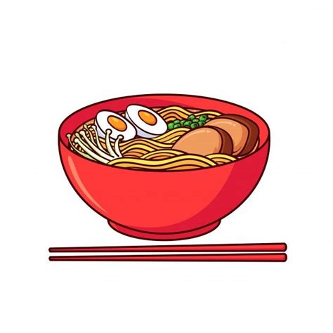 Japanese Ramen Bowl with Egg Vector Illustration