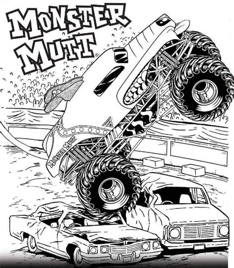 Free Printable Monster Jam Coloring Pages Monster Mutt | Monster truck ...