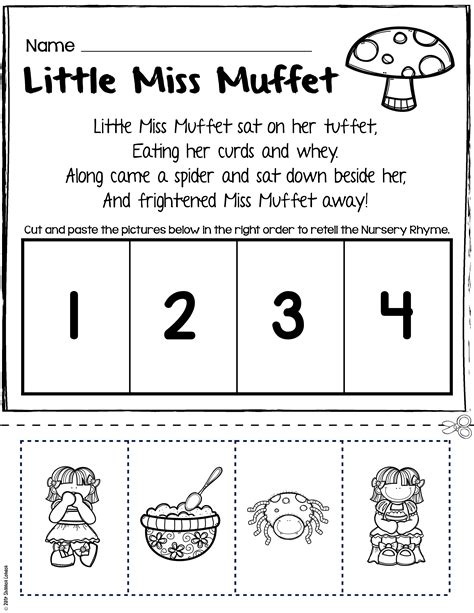 Nursery Rhymes Worksheets for Story Retelling Practice