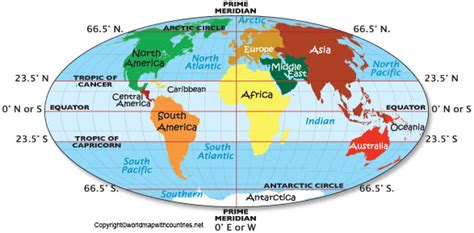 World Map With Equator And Tropic Of Cancer | World Map With Countries