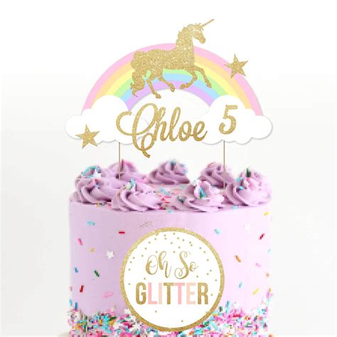 Rainbow and Unicorn customised Cake Topper | Oh So Glitter