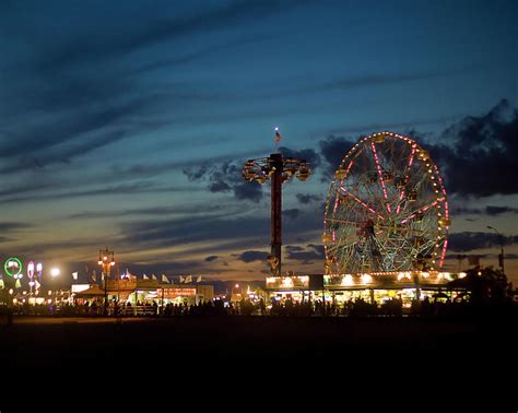 Coney Island Boardwalk At Night, With by John Manno