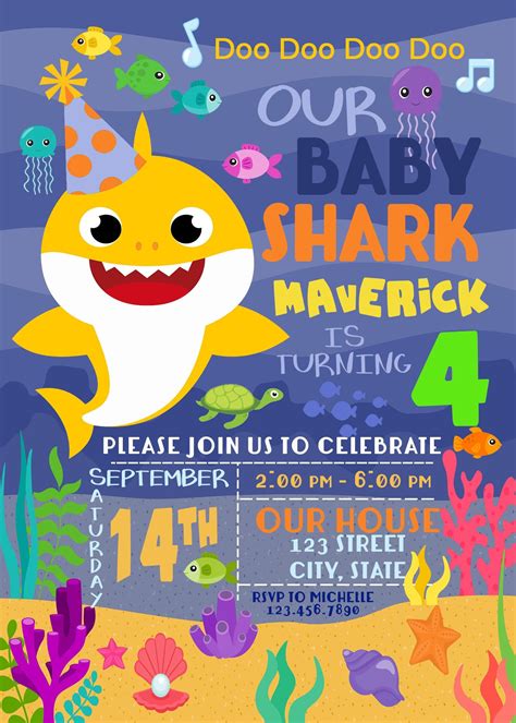 Baby Shark Birthday Invitation - Etsy | Shark birthday party invitation ...