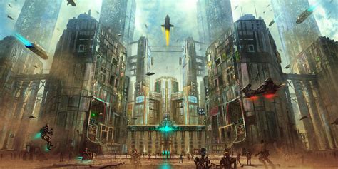 futuristic-themed wallpaper #artwork #robot #city #futuristic # ...