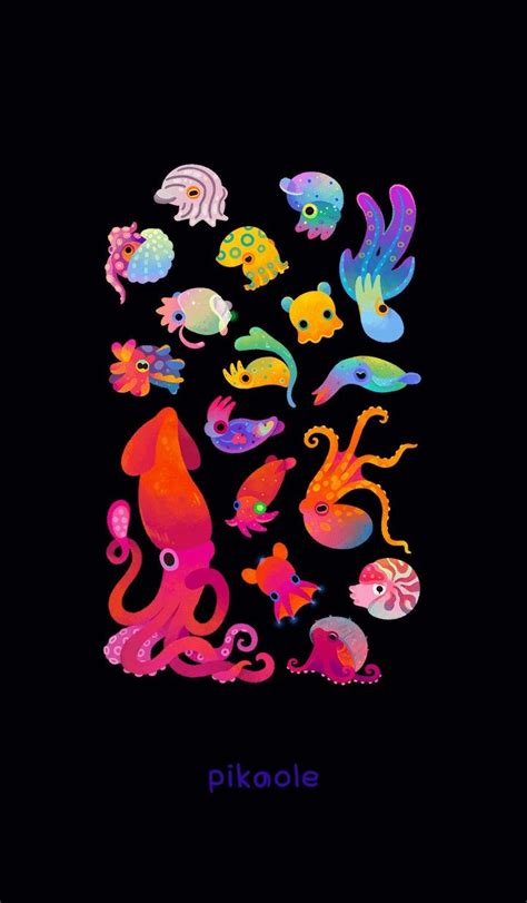 Octopus & Squid | Sketch book, Sea creatures art, Cute art