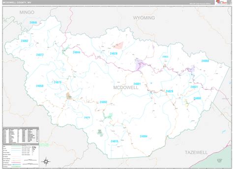 McDowell County, WV Wall Map Premium Style by MarketMAPS - MapSales