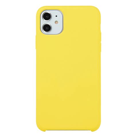 For iPhone 11 Solid Color Solid Silicone Shockproof Case (Light Yellow ...