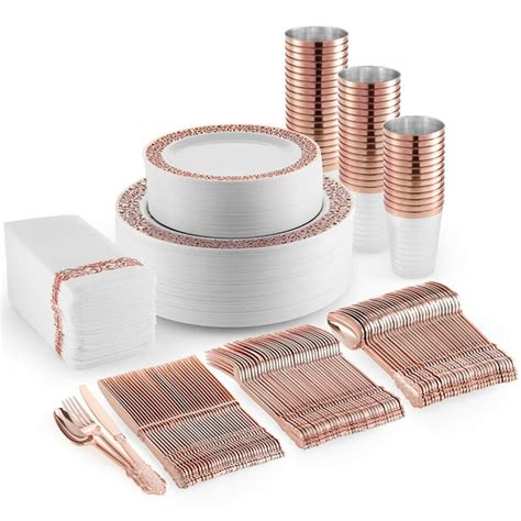 350 Piece Plastic Dinnerware Set, Include Plastic Dinner Plates, Side ...