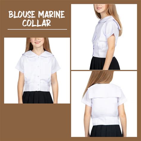 BLOUSE MARINE COLLAR PLAIN WHITE SCHOOL UNIFORM FOR GIRLS (GOOD QUALITY ...