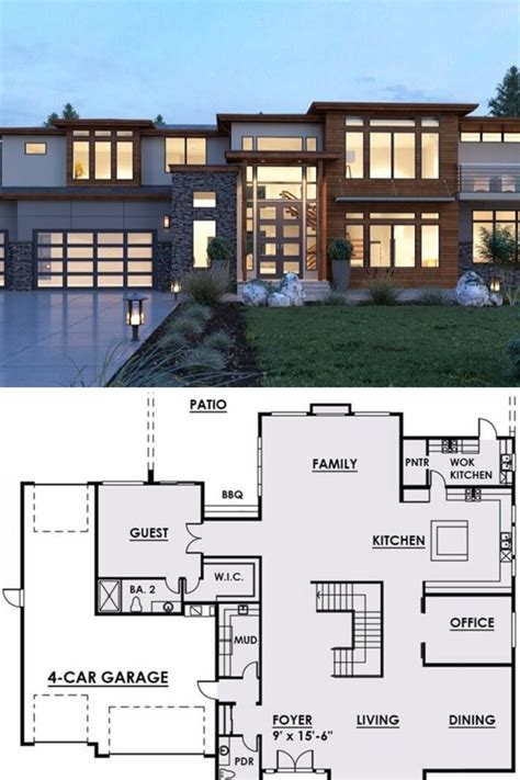 5-Bedroom Two-Story Contemporary-Style Home (Floor Plan) | Modern house ...