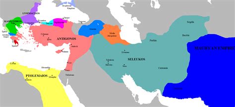 Map of the Diadochi successor kingdoms to Alexander the Great's empire ...