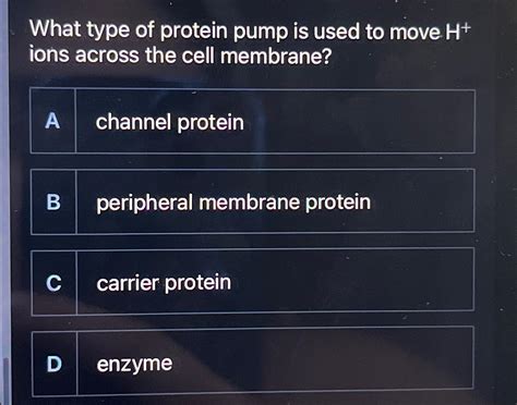 Solved What type of protein pump is used to move H+ ﻿ions | Chegg.com