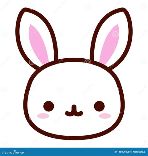 Cute Rabbit Face Isolated on White Background Stock Vector ...