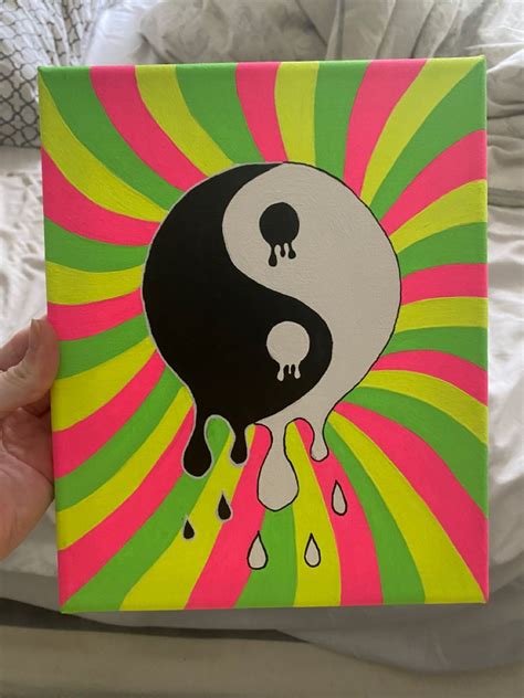 Trippy Yin Yang Painting | Canvas painting designs, Retro painting ...