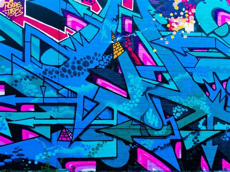 blue, pink, and black graffiti digital wallpaper #graffiti street art # ...