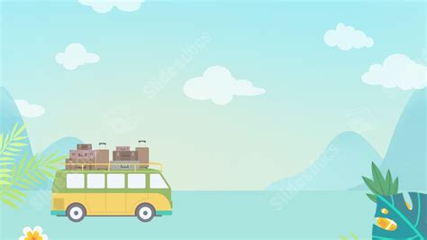 Cartoon Journey Tourism Travel Yellow Nature Powerpoint Background For ...