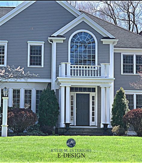 Exterior painted warm gray, Benjamin Moore Graystone, white trim, dark ...