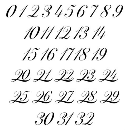 Free Printable Fancy Calligraphy Number Stencils Set - Freebie Finding ...