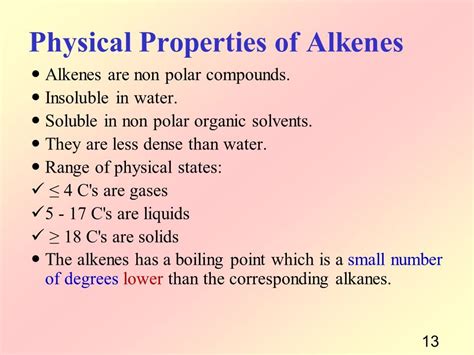 Physical properties of Alkenes | Physics, Organic chemistry, Physical ...