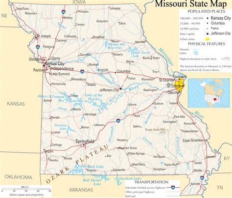 ♥ Missouri State Map - A large detailed map of Missouri State USA