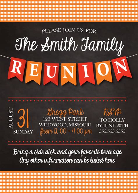 Family Reunion Invitation-Digital File-Custom Colors | Etsy