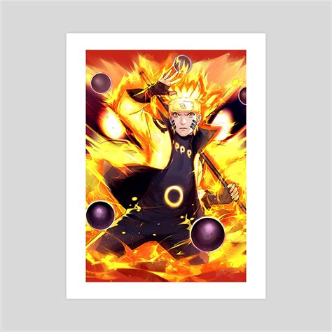 Naruto Kurama mode - Naruto Shippoden, an art print by One piece World ...