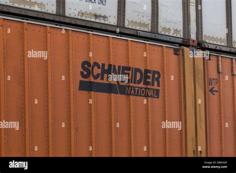 Schneider National Trucking Company Logo on intermodal container on ...