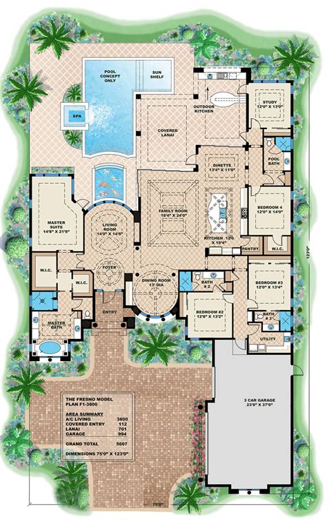 House Plan 1018-00202 - Mediterranean Plan: 3,800 Square Feet, 4-5 ...