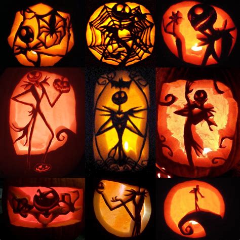 My Jack Skellington pumpkin carvings starting in 2008 (in no particular ...