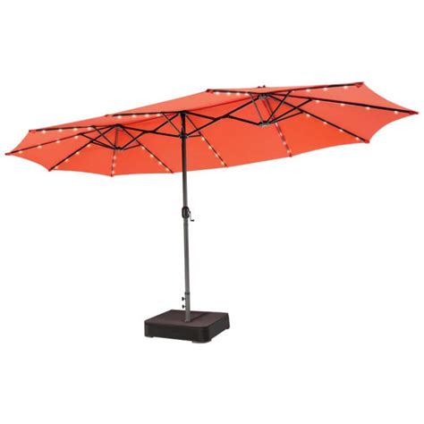 Clihome 15 ft. Double-Sided Market Patio Umbrella in Orange with LED ...