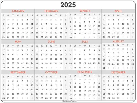 2025 Printable Calendar - Printable Word Searches