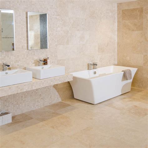 Classic Beige Rectangular Travertine Tile | Bathroom wall tile, Beige ...