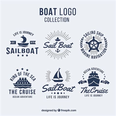 Pack of six boat logos in flat design | Stock Images Page | Everypixel