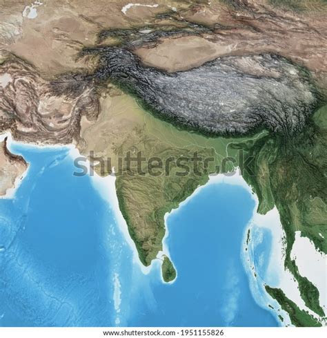 Physical Map South Asia High Resolution Stock Illustration 1951155826 ...